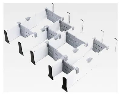 Produktbild von Verstellbarer Schubladentrenner, 5er-Set Schubladenteiler aus Kunststoff, Schubladenorganizer für Küche, Länge 38–54 cm
