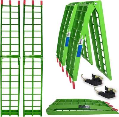 Produktbild von TRUTZHOLM 2 x Auffahrrampe klappbar 180 cm Traglast 680 kg Alu grün geriffelte Einzelstäbe Verladerampe