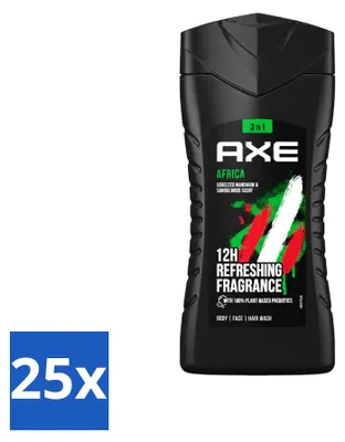 Produktbild von 25 x Axe Africa 3-in-1 Duschgel - Mandarine & Sandelholz - 250 ml - Vorteilspackung - 25 Stücke