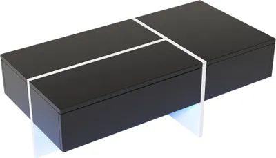 Produktbild von Merax Couchtisch hochglanz schwarz, Couchtisch mit 3 Schubladen, Wohnzimmertisch mit LED Beleuchtung, Beistelltisch Kaffeetisch, 100x50x34.5 cm