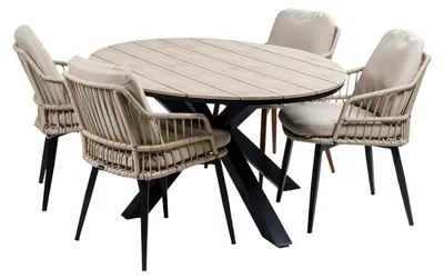 Produktbild von 5-teiliges Gartenset | 4 Isabel Stühle | 180 cm Limasol Gartentisch | Oval