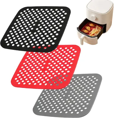 Imagen del producto de Alfombrillas de silicona para freidoras de aire, juego de 3 unidades, 215 cm de longitud, reutilizables, para la cocina