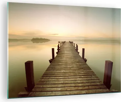 Produktbild von Bilder auf glas - Brücke See - 70x50cm - Glasbilder - Wandbilder - Bilder - Kunstdruck - zum Aufhängen bereit - Wanddekoration aus Glas - Glas Bilder - Wandbild auf Glas - Einteilig - GAA70x50-3625