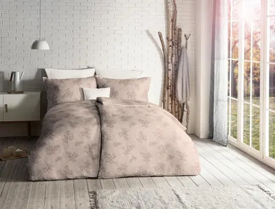 Produktbild von Fleuresse Lech Edelflanell Bettwäsche 135x200 Zweige Blätter sand beige 604232-3