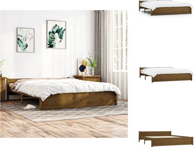 Produktbild von vidaXL Massivholzbett Honigbraun 200x200 cm -  Betten & Bettgestelle