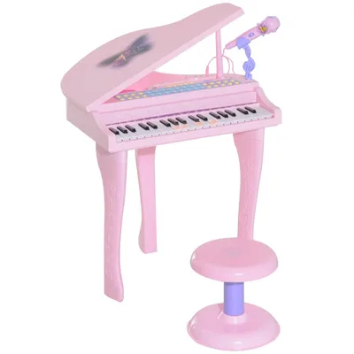Produktbild von Digitalpiano Kinder Keyboard mit 37 Tasten Mikrofon und Hocker Klavier Spielzeug-Musikinstrument, Piano Musikinstrument für 3-6 Jahre Kinder Rosa