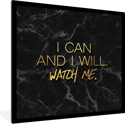 Produktbild von MuchoWow® Gerahmtes Poster Zitate - Selbstvertrauen - Gold - Marmor 40x40 cm - Poster mit Schwarzem Bilderrahmen Wandposter Rahmen Foto Bilder - Mit Rahmen - Wanddekoration Schlafzimmer
