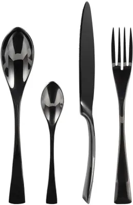 Produktbild von Ibenzoa® 24-teiliges Besteckset für 6 Personen – 18/10 Edelstahl, schwarz mit Titanium-Beschichtung, modernes Design