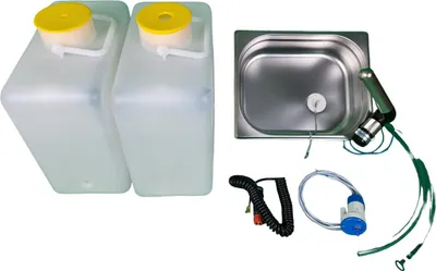 Produktbild von 12V Camping Spüle Bausatz mit Kanister Spülbecken Waschbecken Wohnmobil – 9-tlg.