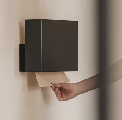 Produktbild von Papierhandtuchspender aus Aluminium in minimalistischem Design Schwarz / Weiß / Grau VILNIUS Fink, Farbe:Schwarz