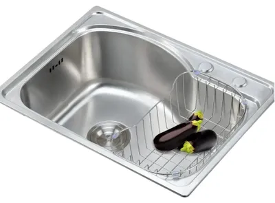 Obrázek produktu pro Dřez, rozměry 65 x 44 x 20 cm, nerezová ocel, vhodný pro vestavěnou nebo samostatnou instalaci, stříbrná barva, včetně příslušenství pro odtok