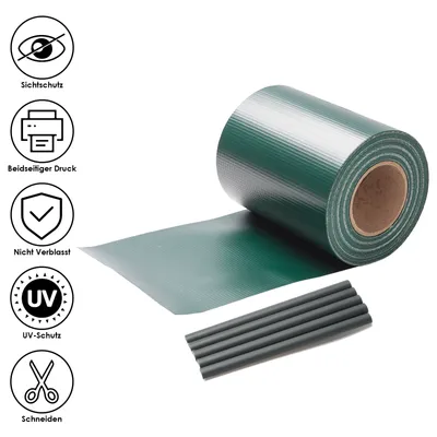 Zdjęcie produktu dla Fiqops 8x 35m folia ekranu prywatności Gartenfreude Film Folia ogrodzeniowa PVC Paski ekranu prywatności ， Zielony