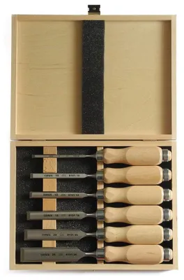 Produktbild von Narex Stechbeitel Set mit Holzheften im Holzkoffer, 6-teilig 853055