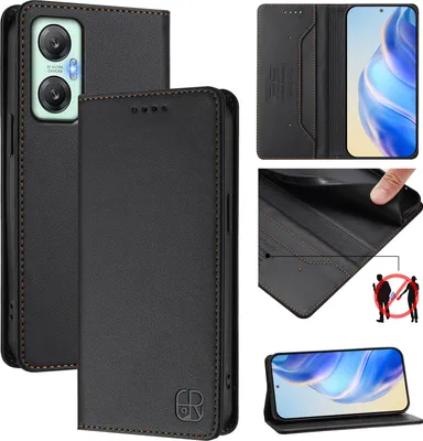 Produktbild von Lederhülle für Infinix Hot 20S/Hot 20 Pro Hülle Flip Brieftasche Kartenfächern Ständer Schutzhülle Schwarz