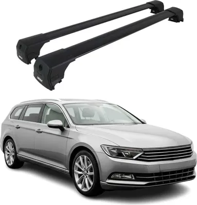 Image de Barres De Toit Transversales pour VW Passat B8 Break 2014-23 Aluminium Noir ABE
