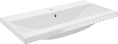A white ceramic sink basin is shown from a slightly elevated angle against a white background.