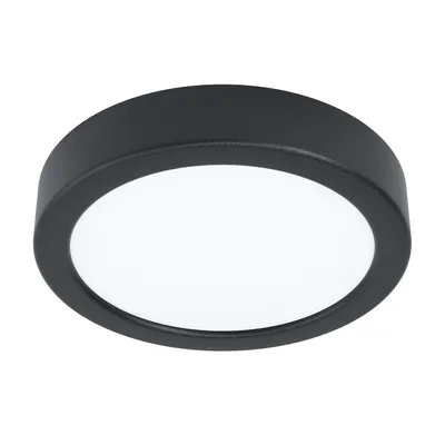 A product shot of a black ceiling light.