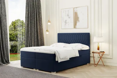 Produktbild von Boxspringbett Schlafzimmerbett DUSTY 180x220cm in Stoff Riviera Dunkelblau