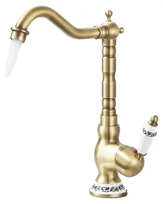 Immagine prodotto di Rubinetto per lavabo, monocomando, miscelatore per acqua calda e fredda, ottone anticato C1