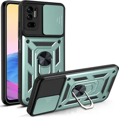 Produktbild von Redmi Note 10 5G Hülle mit 360° Drehbarer Magnetische Ring Ständer Halter Dia Kameraschutz TPU Bumper Silikon Schutzhülle für Xiaomi Redmi Note 10 5G Grün