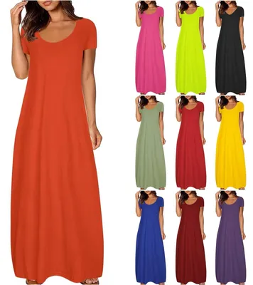 Imagen del producto de Vestido casual elegante para mujer, confeccionado en algodón, con mangas cortas