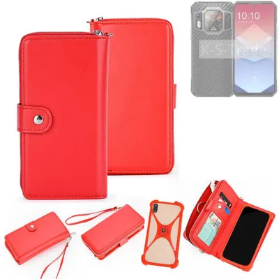 Produktbild von K-S-Trade 2in1 Schutzhülle Portemonnee Handyhülle mit Bumper kompatibel mit Oukitel WP30 Pro Hülle Case Etui Geldbörse Smartphone rot (1x)