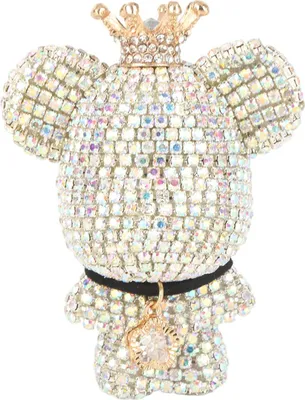 Productafbeelding van Autoluchtverfrisser voor ventilatieroosters – Bling-decoratie: een berenfiguur met strasssteentjes, inclusief clip en geurplaatje – accessoire voor in de auto