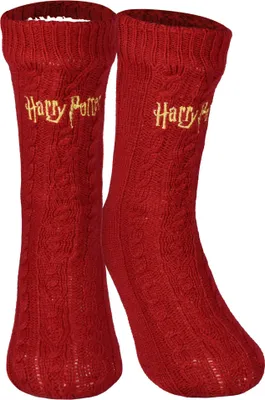 Produktbild von Harry Potter Hüttensocken - Strick Haussocken mit Sherpa Futter für Herren Kuschelsocken Flauschige Wintersocken warme Männer Socken OneSize Rot 40-45