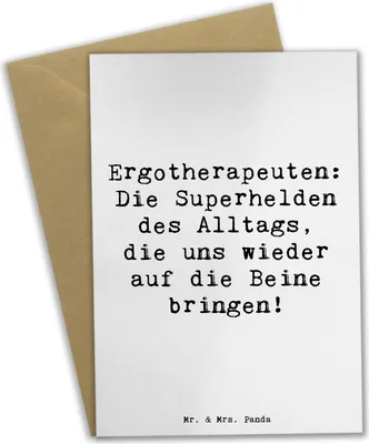 Produktbild von Mr. & Mrs. Panda Grußkarte Spruch Ergotherapeutin Superhelden - Weiß - Geschenk, Kreative Beschäftigungen, dankeskarten, Beruf, Geschenke, Berufspassion, einladungskarten