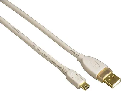 Obrázok produktu pre Hama USB 2.0 Connecting Cable, 1.8m, 1,8 m, USB A, Mini-USB B, Samec/samec, 0,48 Gbit/s, Biela