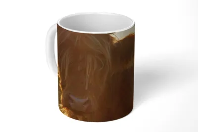 Obrázek produktu pro MuchoWow® Šálek na kávu Šálek na kávu Hrnek na kávu 350 ml Skotský horal - Západ slunce - trávaŠálek na čaj - Foto hrnek