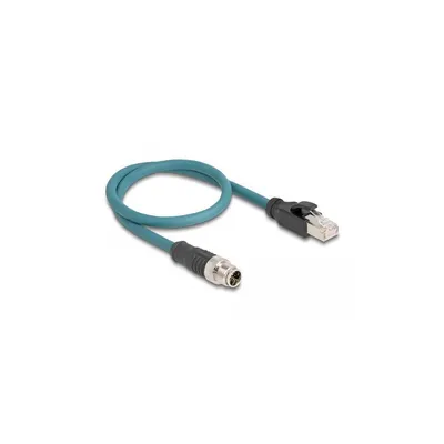 Produktbild von Delock - Netzwerkkabel - 8-polig M12 (M) zu RJ-45 (M) - 50 cm - 6.2 mm - SFTP - CAT 6a - IP67 - Schwarz