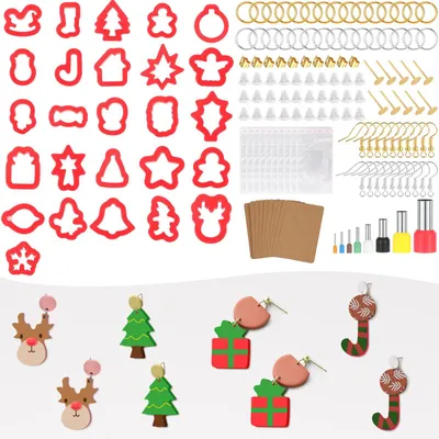 Polymeerklei-Ausstecher-Set, 26 Weihnachtsformen, 8 runde Ausstecher