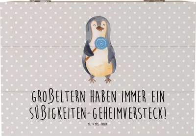 Produktbild von Mr. & Mrs. Panda Schatulle Großeltern Süßigkeiten 22 x 15 cm - Grau Pastell - Geschenk, Schatzkiste, Generationen, Weihnachten, Familie, Familienleben, Weisheit, Box