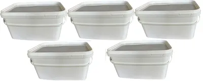 Produktbild von SILPLAST Eimer rechteckig mit Deckel 5L x 5 Kunststoffeimer 5 Liter lebensmittelecht stapelbar Plastikeimer leer Weiß