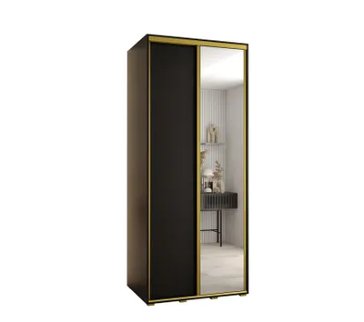 Produktbild von Kleiderschrank YVONA 3 - 120/60 cm, schwarz/gold