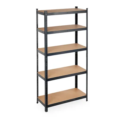 Immagine prodotto di Scaffale per carichi pesanti Relaxdays, portata 875 kg, 5 ripiani, da assemblare, cantina, garage, acciaio, L x P x A: 180 x 90 x 40 cm, nero