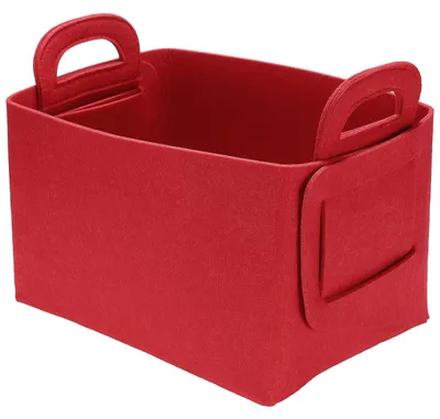 Vilten opbergdoos 28x18x15 cm, opvouwbaar, mit Griffen, rot