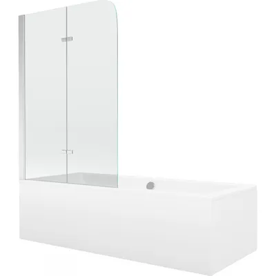 Obrázok produktu pre Mexen Cube obdĺžniková vaňa 180 x 80 cm s obkladom a 2-krídlovou zástenou 80 cm, transparentnéné, chrómová