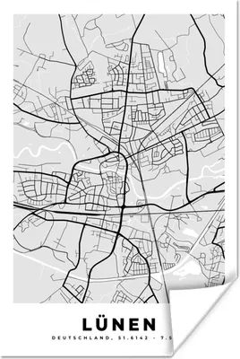 Produktbild von MuchoWow® Poster Deutschland - Karte - Lünen - Karte - Stadtplan 20x30 cm - Papierdruck
