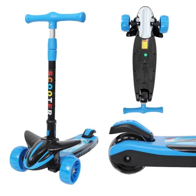 Produktbild von Habib Plane Scooter Kinderroller | 3-Rad, LED-Licht & Faltbar: Blau