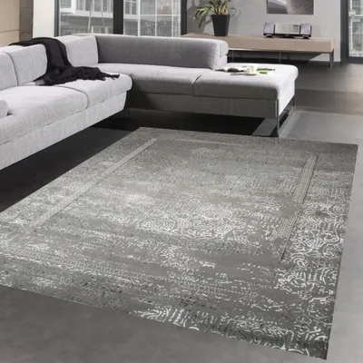 Produktbild von Designer-Teppich modern orientalischer Stil glänzend silbergrau Größe - 120 x 170 cm