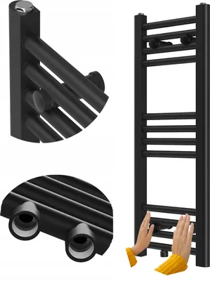 Obrázek produktu pro Granitan | Koupelnový radiátor Raven - 80x30 cm - černý - moderní design - funkčnost a elegance