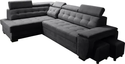Produktbild von Robin Grand Ecksofa mit Schlaffunktion Bettkasten Kopfstützen 277x180x86 Schwarz Links