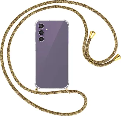 Produktbild von Handykette Backcover-Schutzhülle mit Band (Metall goldfarben) für Samsung Galaxy A25 5G - braun+beige