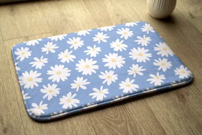 Produktbild von Badteppich Saugfähige - Badezimmer Teppich - Rutschfester Badvorleger Badematte - 75x45 cm - Florales Muster