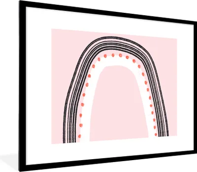 Produktbild von MuchoWow® Gerahmtes Poster Regenbogen - Minimalismus - Rosa 80x60 cm - Poster mit Schwarzem Bilderrahmen Wandposter Rahmen Foto Bilder - Schlafzimmer-Dekorationen - Fotoposter