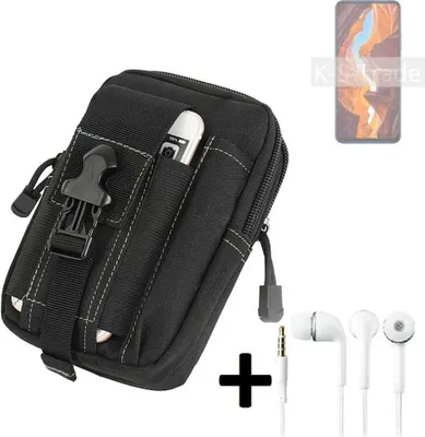 Produktbild von K-S-Trade Gürteltache + Kopfhörer kompatibel mit Wiko 10 Gürtel Tasche Holster Schutz Hülle Handy Hülle  schwarz inkl. Extrafächer