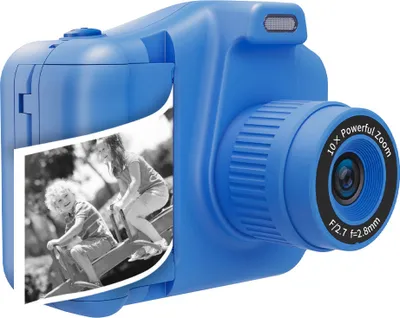 Produktbild von Denver KPC-1370 Blau Kinder Fotokamera mit Druckfunktion und Selfie-Linse – inklusive 64GB MicroSD-Karte