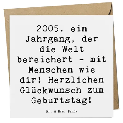 Produktbild von Mr. & Mrs. Panda Grußkarte Spruch 2005 Geburtstag - Weiß - Geschenk, Alter, Klappkarte, faltkarte, besonderen Menschen, anlasskarte, Glückwunsch, Glückwunschkarte
